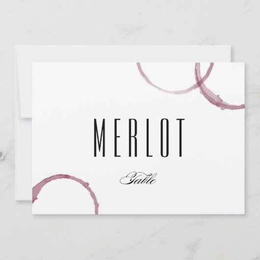 ワインのシミ ワイナリー ヴィネヤード テーブル カード 番号 (正面)