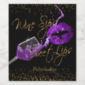 ワインのジップ🍷と甘い唇 – 紫 ワインラベル (シングルラベル)