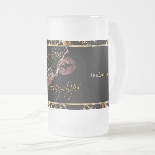 ワインのスープとロージーの唇 – 大理石 フロストグラスビールジョッキ (正面右)