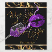 ワインのスープ🍷と甘い唇 – 紫 – 大理石 ワインラベル (シングルラベル)