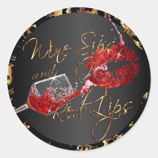 ワインのスープと赤い唇 ラウンドシール (正面)