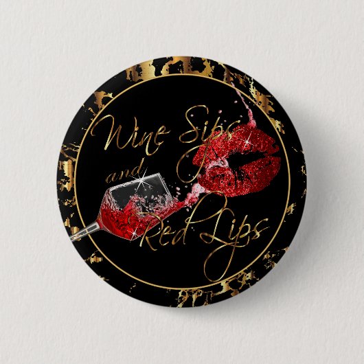 ワインのスープと赤い唇 – ワインビジネス 缶バッジ (正面)