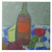 ワインのセラミックタイルが付いている印象派の静物画 タイル (正面)