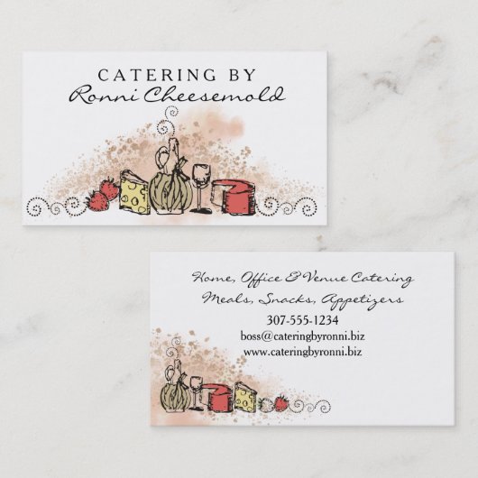 ワインのチーズフルーツのシェフのケイタリングビジネスカード 名刺 (正面/裏面)