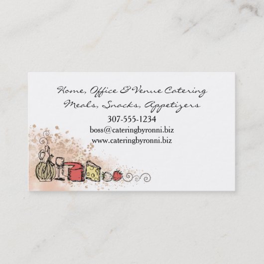 ワインのチーズフルーツのシェフのケイタリングビジネスカード 名刺 (裏面)