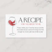 ワインのテイスティングブライダルシャワーレシピのための花嫁 エンクロージャーカード (正面)