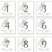 ワインのテーブル番号ラベルボトルピンクフローラ シール (正面)