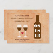 ワインのテーマの保存日付カード セーブザデート (正面/裏面)