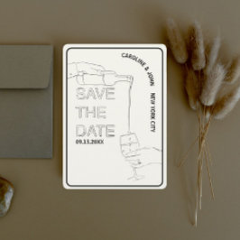 ワインのドードルウェディング日付を保存 招待状
