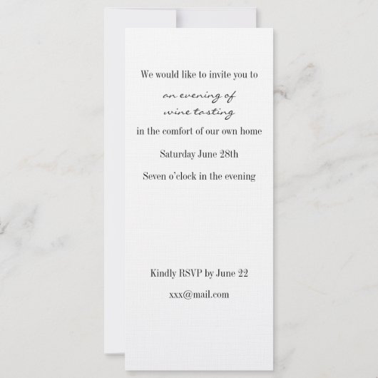 ワインのパーティの招待状 招待状 (裏面)