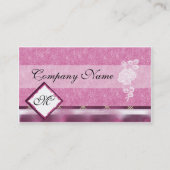 ワインのピンクの白い刺繍のばら色の名刺 名刺 (裏面)