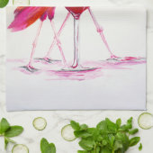 ワインのフラミンゴ キッチンタオル (折り畳み)