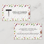 ワインのブドウとコルクパターン 名刺 (正面/裏面)