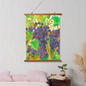 ワインのブドウのつる植物の水色 吊り下げ型タペストリー (寝室)