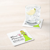 ワインのプリンセス"いつの日かCome私の王子" スクエアペーパーコースター (インサイチュ)