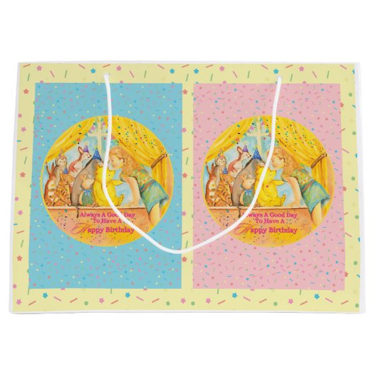 ワインのプー大きなギフトバッグ – 女の子 ラージペーパーバッグ (正面)