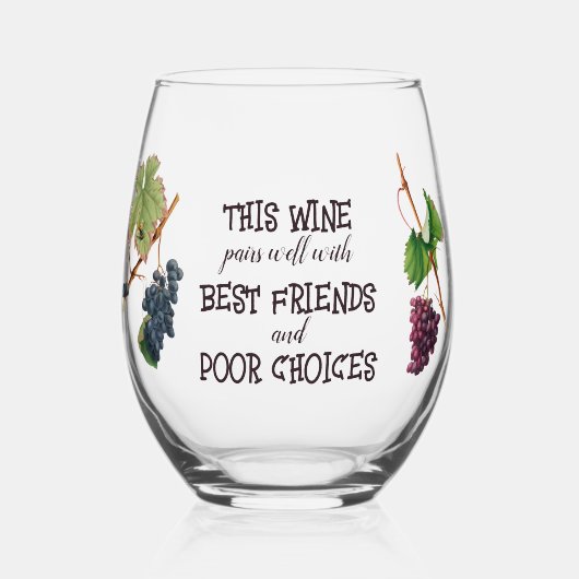 ワインのペア最高のは友達おもしろい ステムなしワイングラス (正面)