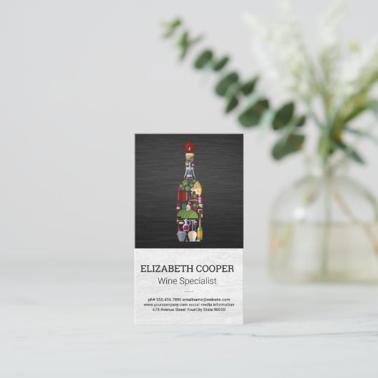 ワインのボトルとアイコン 名刺 (スタンド正面)