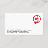 ワインのボトルとガラスの汚れロゴ |背グランジ景 名刺 (裏面)