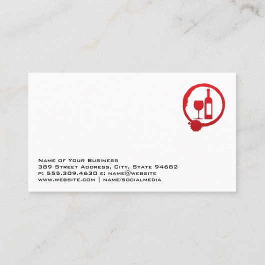 ワインのボトルとガラスの汚れロゴ |背グランジ景 名刺 (裏面)