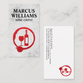 ワインのボトルとガラスの汚れロゴ |背グランジ景 名刺 (正面/裏面)