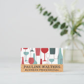 ワインのボトルとグラスのパターン 名刺 (スタンド正面)