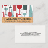 ワインのボトルとグラスのパターン 名刺 (正面/裏面)