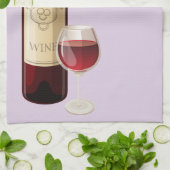 ワインのボトルとコルクのネジの背景 キッチンタオル (折り畳み)