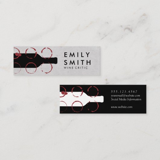ワインのボトルと汚れ スキニー名刺 (正面/裏面)