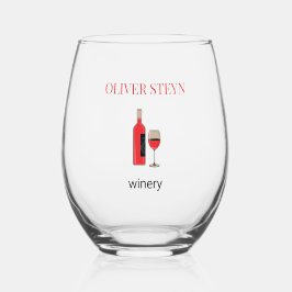 ワインのボトルと白ガラス ステムなしワイングラス