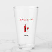 ワインのボトルと白ガラス タンブラーグラス (正面)