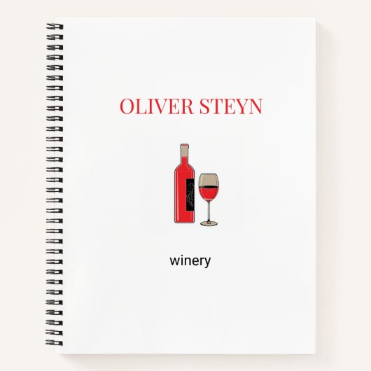 ワインのボトルと白ガラス ノートブック (正面)