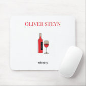 ワインのボトルと白ガラス マウスパッド (マウス)