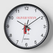 ワインのボトルと白ガラス 壁時計 (正面)