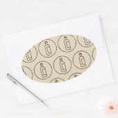 ワインのボトルパターン 楕円形シール (封筒)