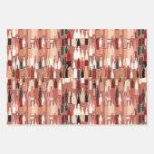 ワインのボトルパターン，錆，ベージュとブルゴーニュ ラッピングペーパーシート (正面3)