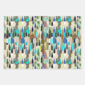 ワインのボトルパターン，錆，ベージュとブルゴーニュ ラッピングペーパーシート (正面)