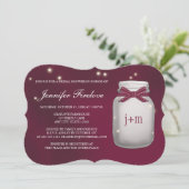 ワインのモノグラムのなホタルのメーソンジャーのブライダルシャワー 招待状 (スタンド正面)