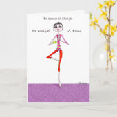 ワインのヨガポーズカードを飲おもしろいんでみろ カード (黄色い花)