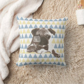 ワインの三角形パターンのガラスが付いている応援のパグ クッション (ブランケット)