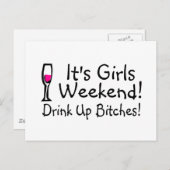 ワインの上で飲まれるその女の子の週末 ポストカード (正面/裏面)