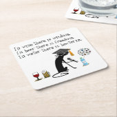 ワインの中に知恵のワインおもしろいことわざ スクエアペーパーコースター (アングル)