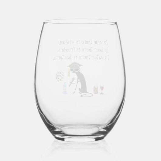 ワインの中に知恵のワインおもしろいことわざ ステムなしワイングラス (裏面)