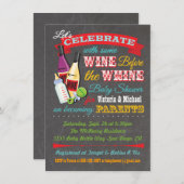 ワインの前に白い赤ちゃんシャワー招待状 招待状 (正面/裏面)