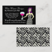 ワインの口やかましい女を特色にするWineWomenDesigns.com 名刺 (正面/裏面)