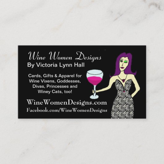 ワインの口やかましい女を特色にするWineWomenDesigns.com 名刺 (正面)