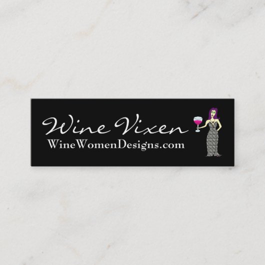ワインの口やかましい女、WineWomenDesigns.comのプロフィールカード スキニー名刺 (正面)