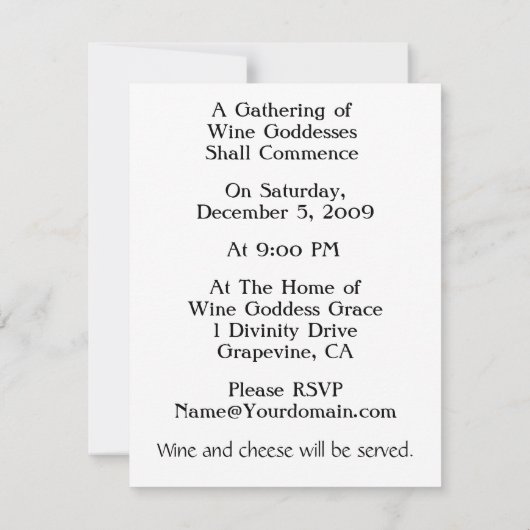 ワインの女神の収集 招待状 (裏面)