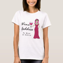 ワインの女神「ワインは神である」Tシャツ