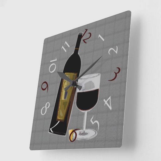 ワインの常に時間 スクエア壁時計 (傾斜)